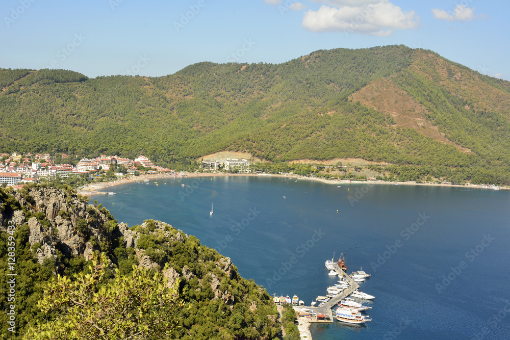 Obraz premium Mediterranean coast near Marmaris resort town in Turkey.
