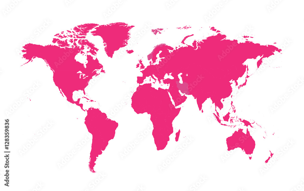 Naklejka premium world map pink flat design, vector