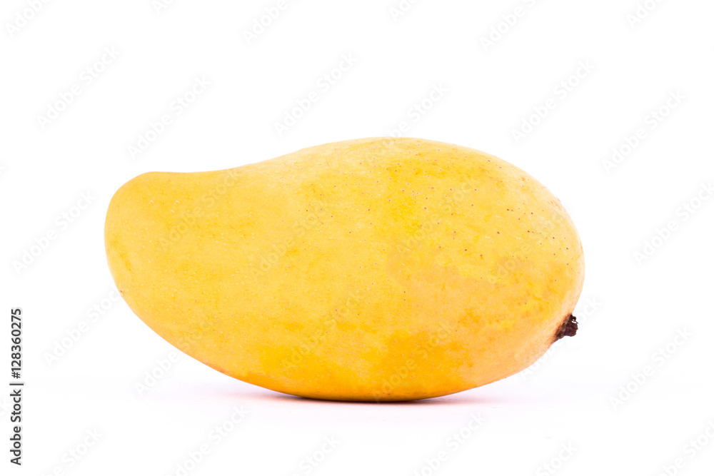 yellow sweet ripe mango on white background healthy fruit food isolated
