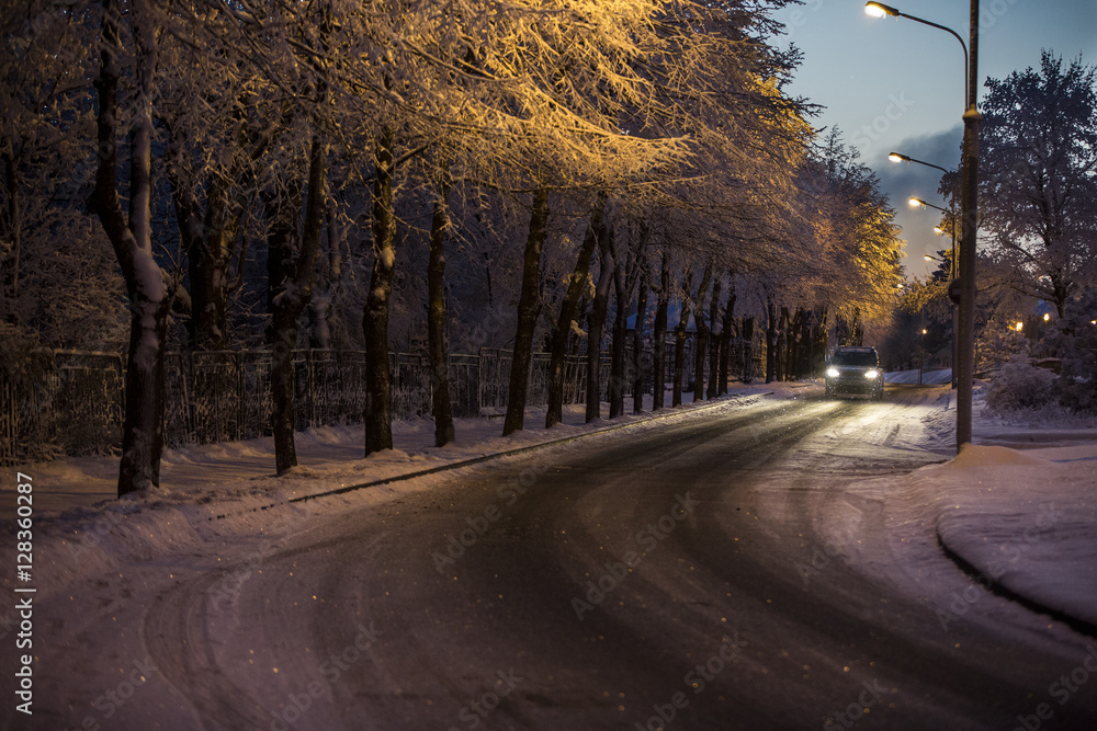 Fototapeta premium night winter city