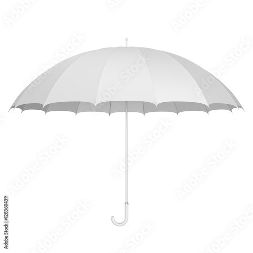 Classic white umbrella simple 3D illustration