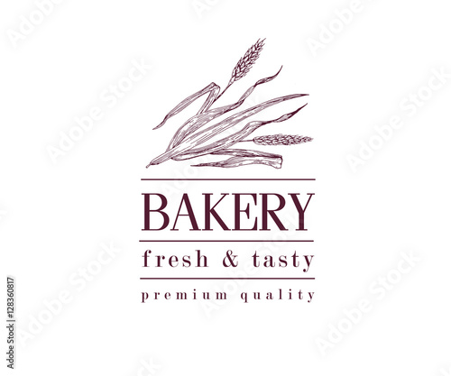 bakery vintage bread or beer logo with wheat