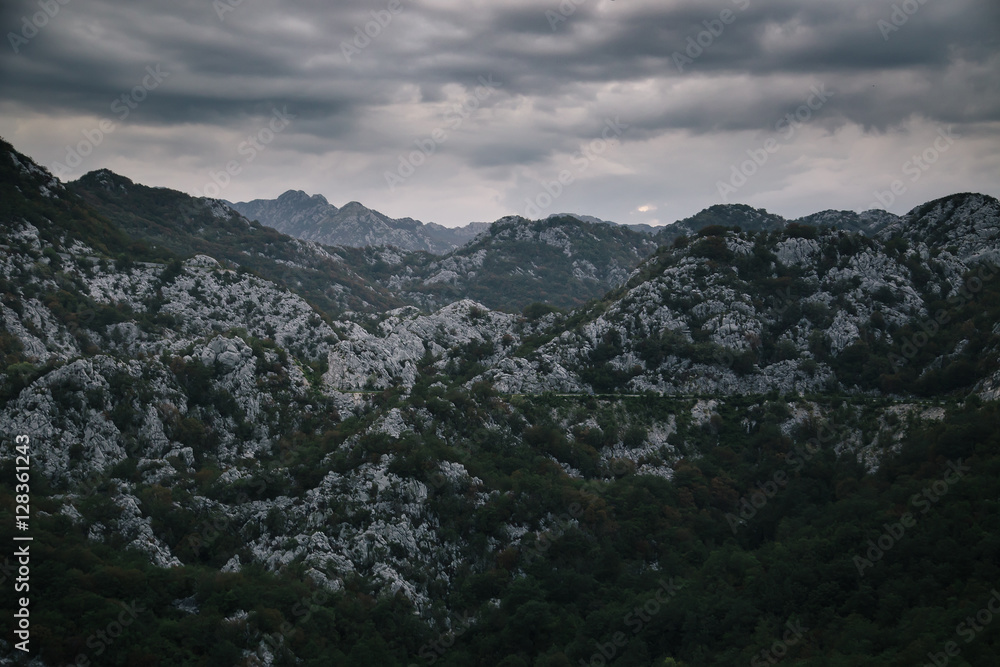 Fototapeta premium Stone mountains at dusk, beautiful nature landscape