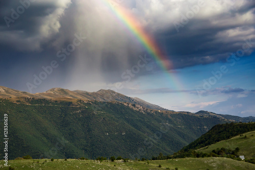 Rainbow on the mountain, beautiful nature landscape