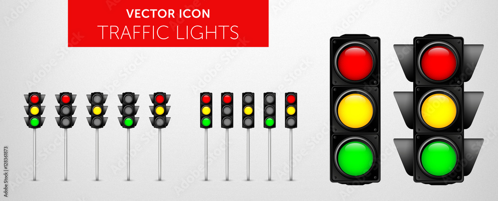 Signal road light traffic, urban & semaphore icon - Vector icon pack VOL.1 - obrazy, fototapety, plakaty 