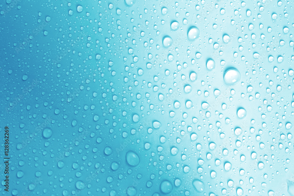 the water drop on fresh light blue  background
