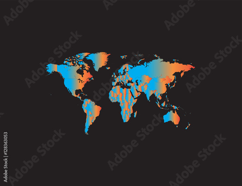 World map at night metallic 