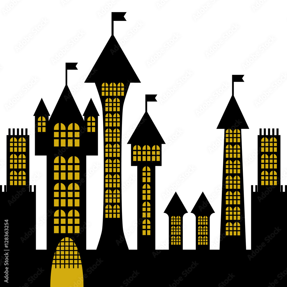 isolated vector ancient gothic castle black silhouette