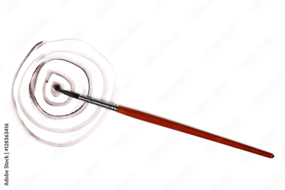 Brush painting and target isolated on white Brush painting and target isolated on white
