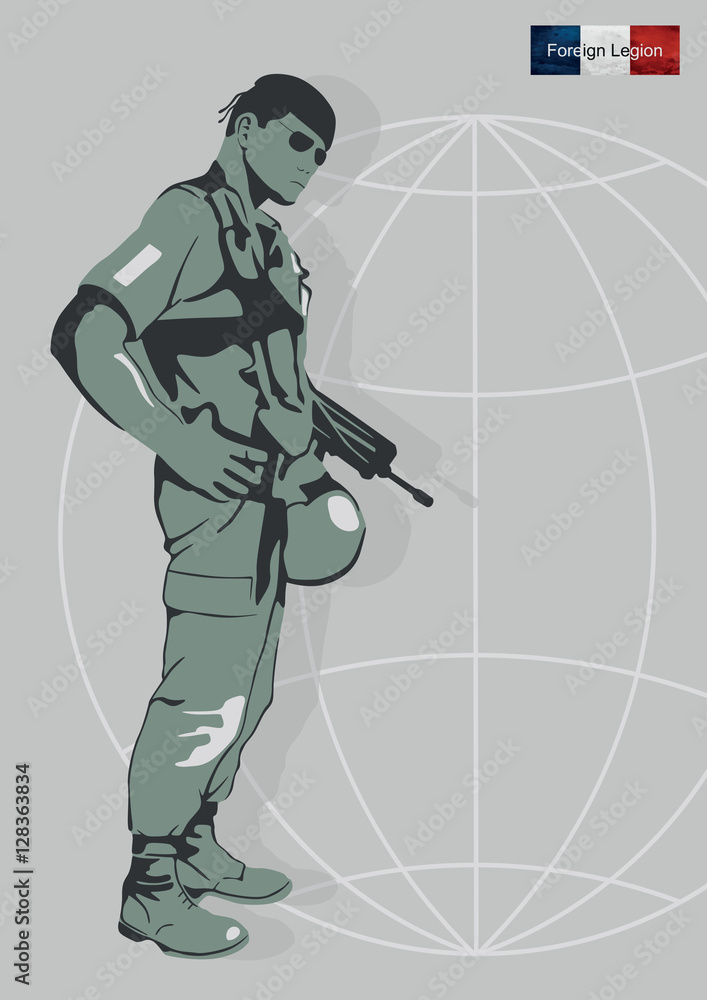Illustration of a soldier of the Foreign Legion. Illustration of a soldier of the Foreign Legion.