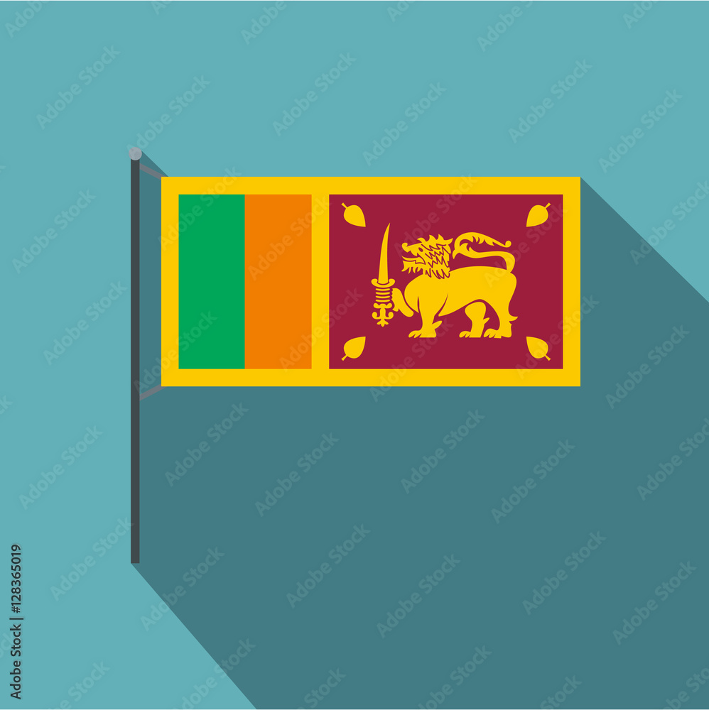 Naklejka premium Sri Lanka flag icon. Flat illustration of Sri Lanka flag vector icon for web isolated on baby blue background