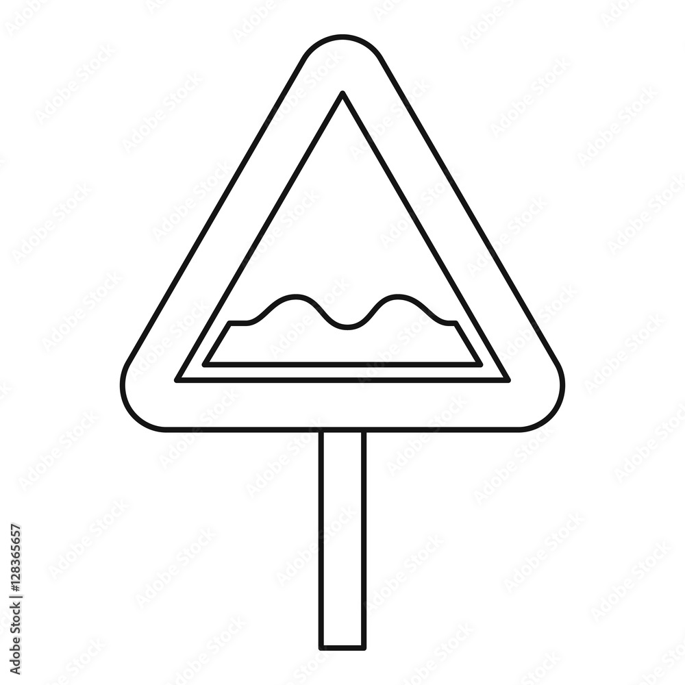 Uneven road sign icon. Outline illustration of uneven road sign vector icon for web