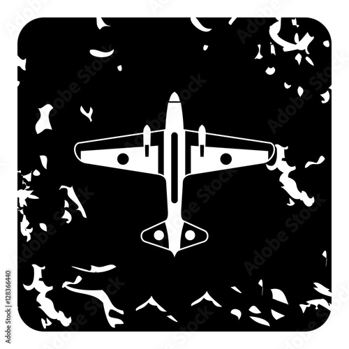 Army fighter icon. Grunge illustration of plane vector icon for web design