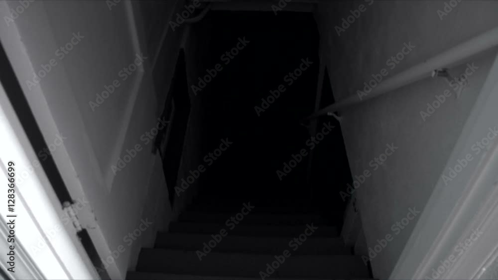 Creepy, possessed man in the basement attacks camera. Creepy, possessed man in the basement attacks camera.