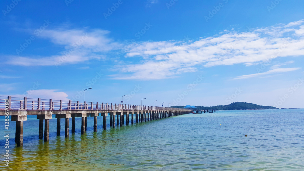 Concrete Walk Bridge Across The Sea Rawai Beach Thailand