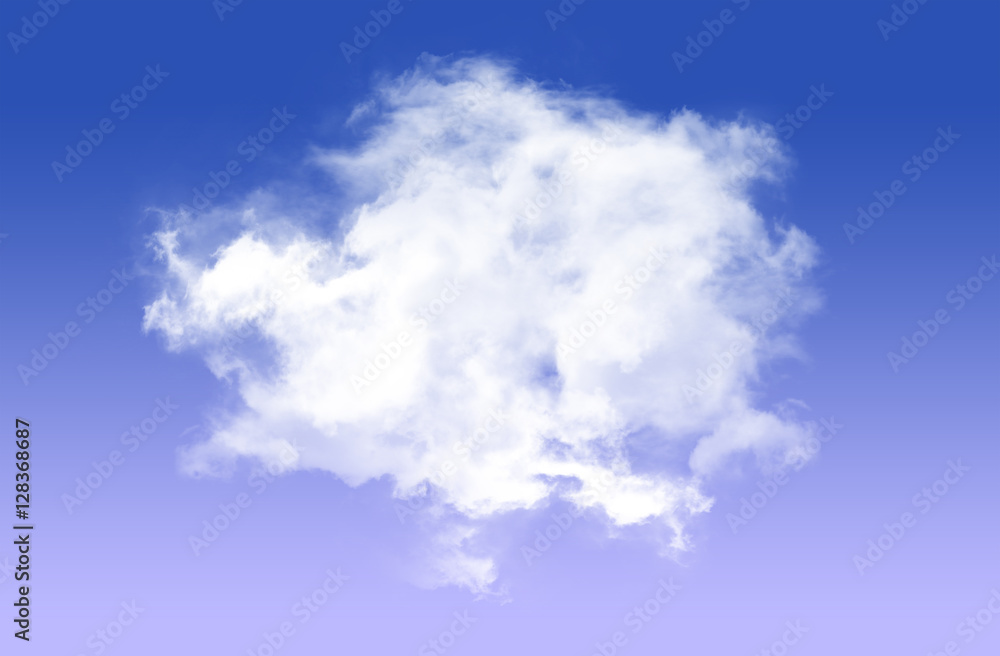 Single cloud isolated over blue gradient background Single cloud isolated over blue gradient background