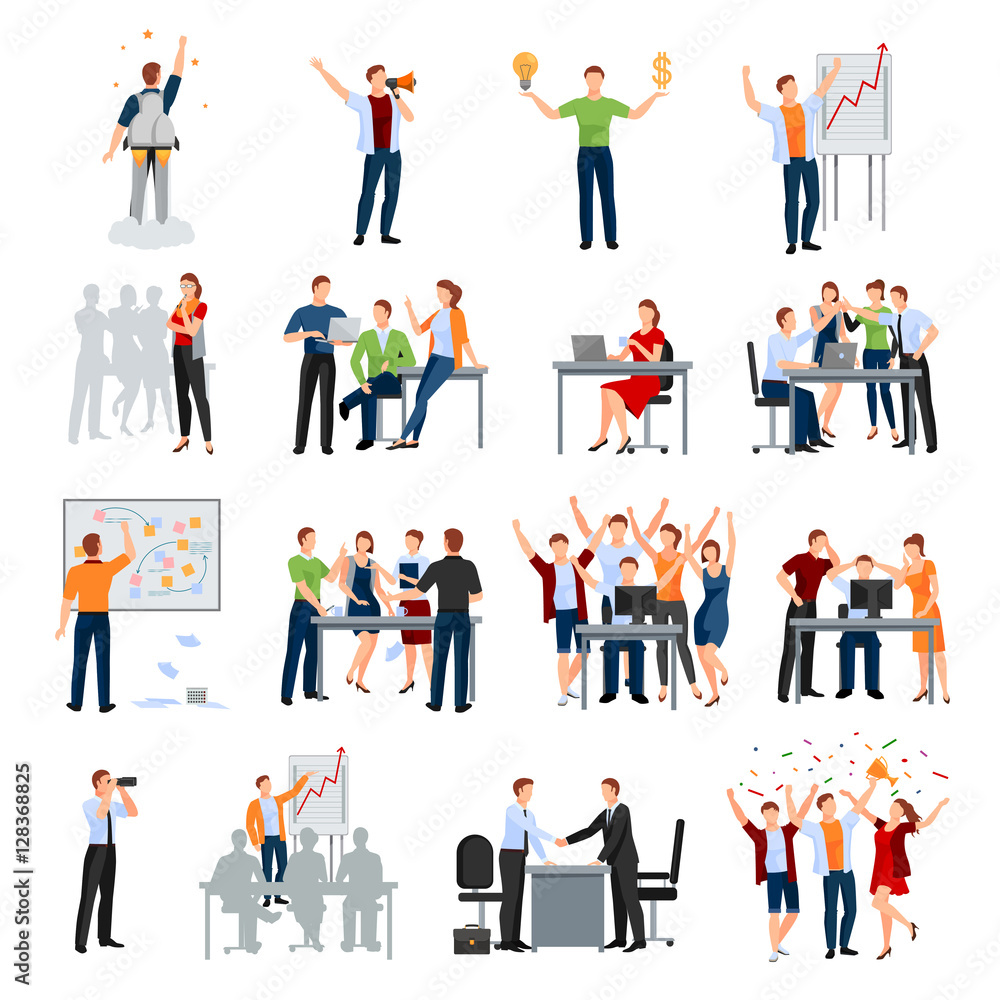 Startup People Flat Icons Collection Startup People Flat Icons Collection