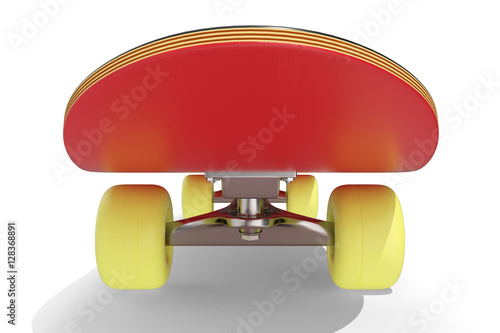 3d rendring red skateboard isolated on white background, front view photo