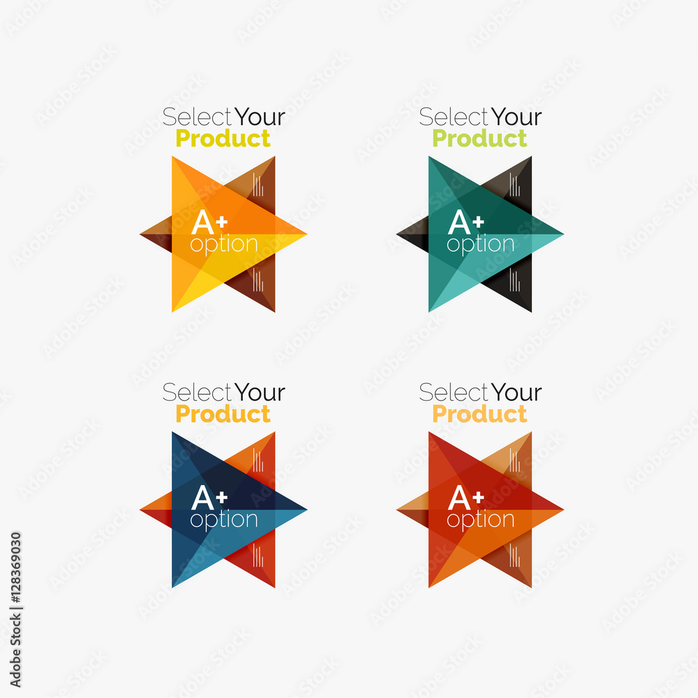 Set of triangle geometric business infographic templates Set of triangle geometric business infographic templates