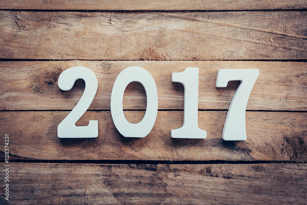 Wooden numbers forming the number 2017, For the new year 2017