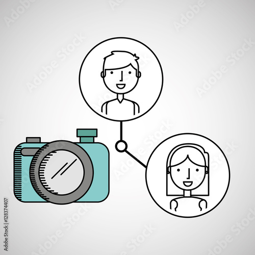 boy and girl draw camera social media vector illustration eps 10