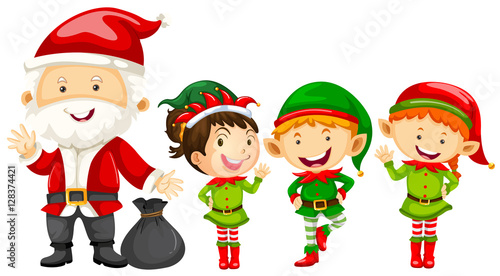 Santa and elves for christmas