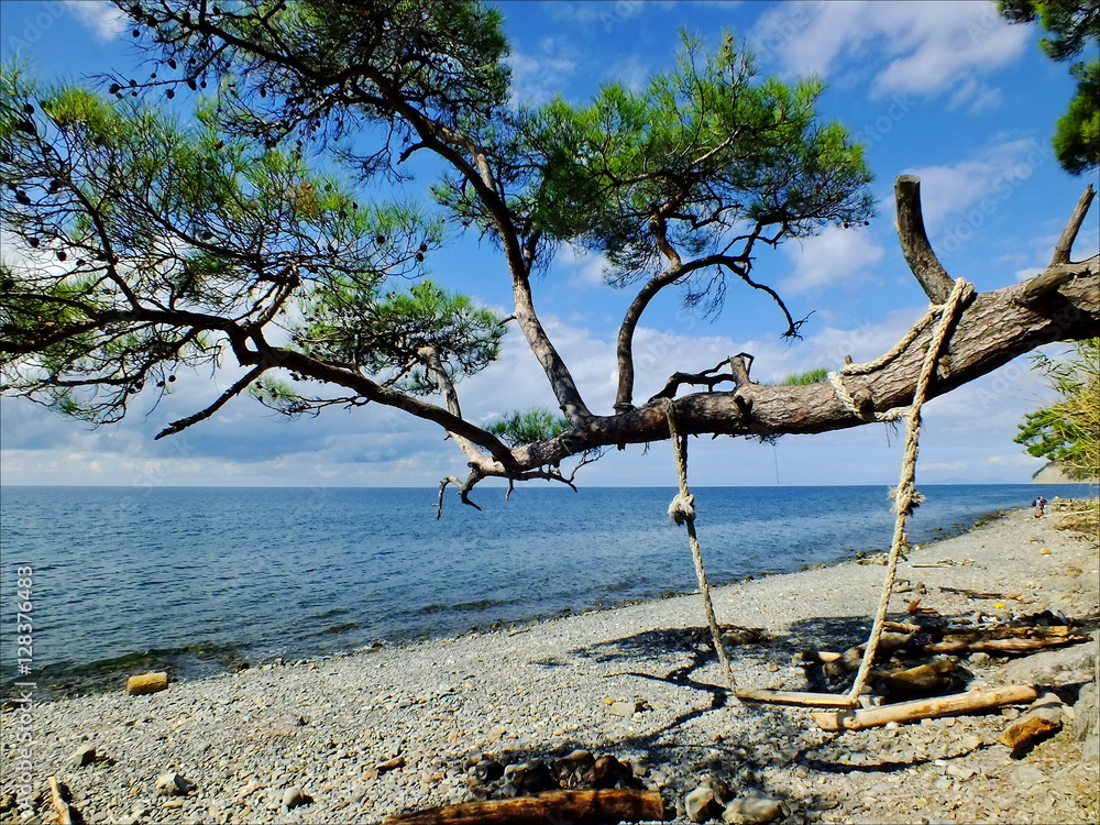 Rest on a wild beach. Skala Parus.