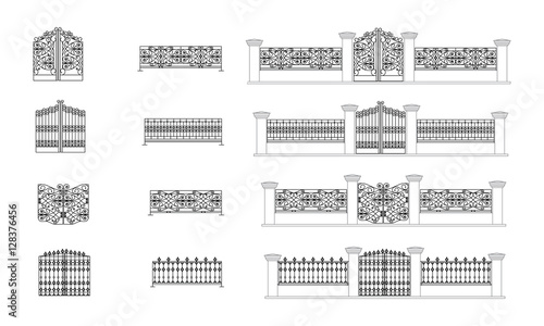 Blueprint of fence - architectural details, vector