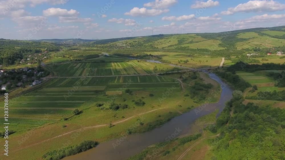 flight over the river and field flight over the river and field