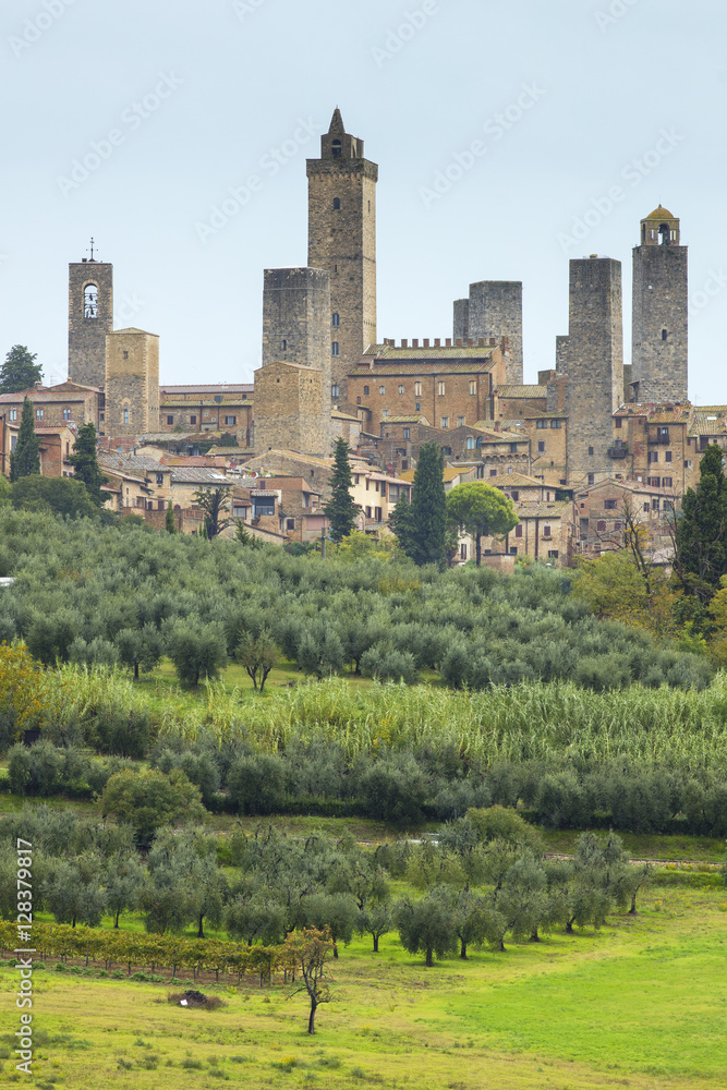 big towers of old city in Tuscany in Italy