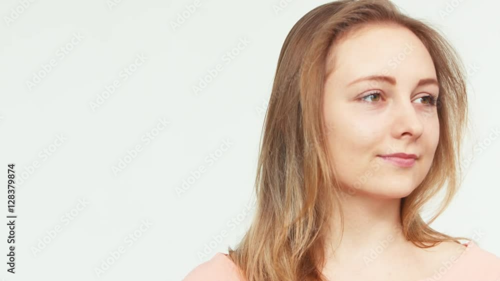 Portrait cheerful teenager 20 years joy teenager waving hands and laughing at camera on white background Portrait cheerful teenager 20 years joy teenager waving hands and laughing at camera on white background