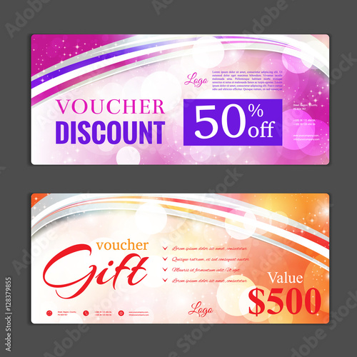 Gift voucher template. Can be use for shopping cards, discount coupon, banner, discount card , web design and other. Vector illustration. Happy New Year and Merry Christmas design
