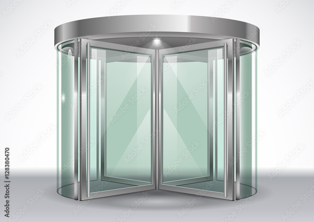 Revolving door shopping center. Vector graphics with transparency effects Revolving door shopping center. Vector graphics with transparency effects