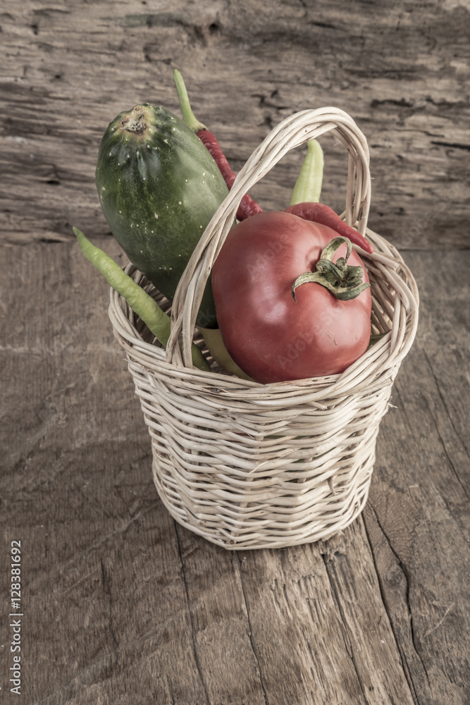 Some fresh vegetables in a basket Some fresh vegetables in a basket
