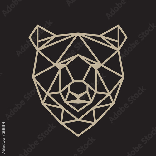 Modern brown bear in polygonal style.Vector geometric illustration. Simple line design.