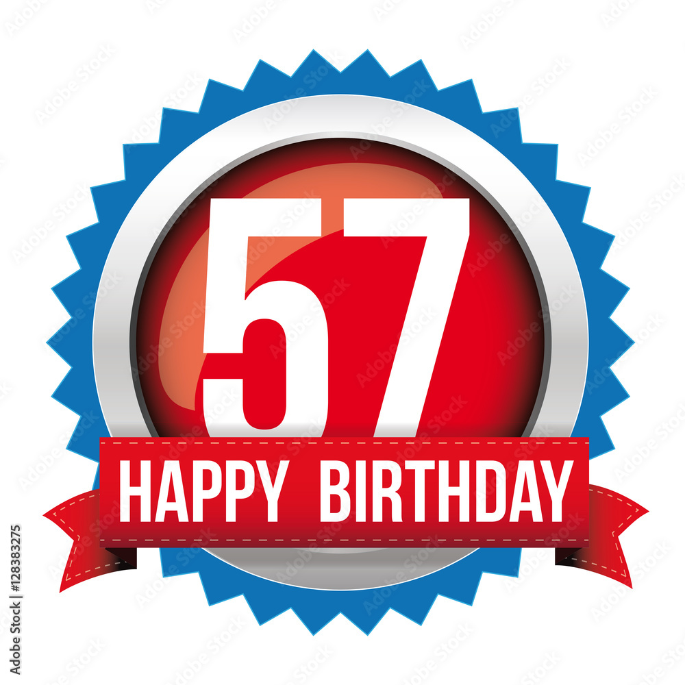 Fifty Seven years happy birthday badge ribbon Fifty Seven years happy birthday badge ribbon