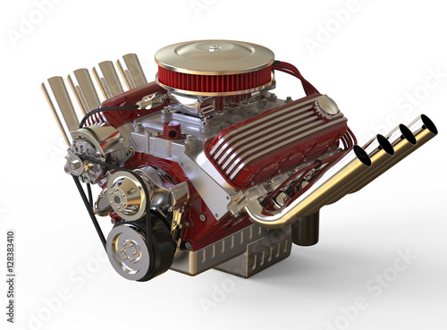 Hot rod V8 Engine 3D render