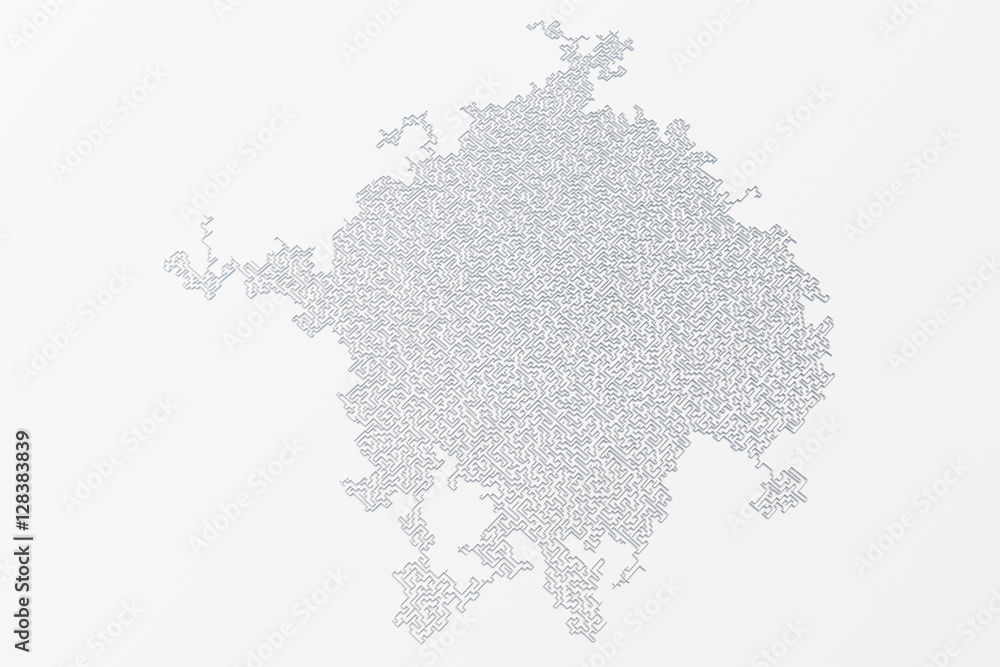 Top view of white labyrinth. 3d rendering Top view of white labyrinth. 3d rendering