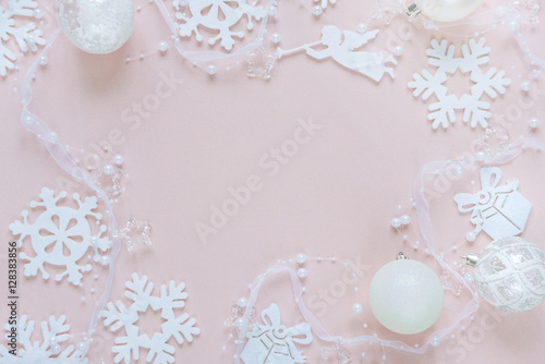 Pink and white Christmas frame