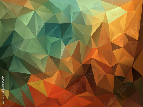 vector abstract irregular polygon background with a triangle pattern in vintage autumnal green, brown and orange color