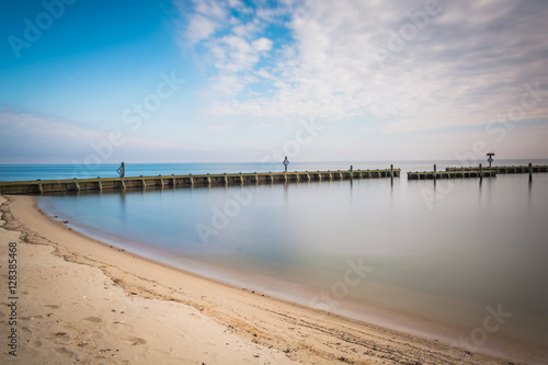 Beach and jetty in the Chesapeake Bay, in North Beach, Maryland.