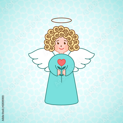 Doodle angel with a heart