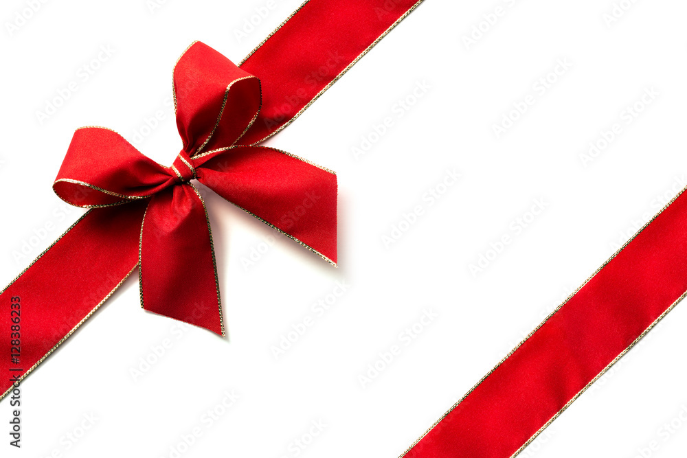 Red ribbon and bow isolated on white Red ribbon and bow isolated on white