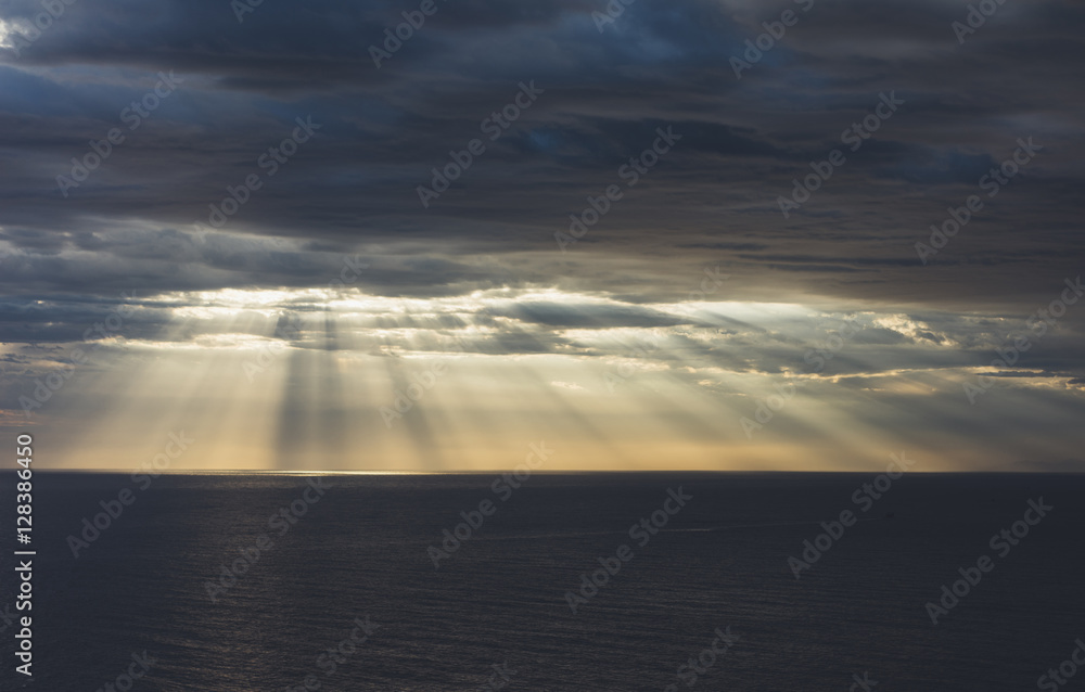 Clouds blue sky and sunlight sunset on horizon ocean . Сloudscape on background seascape dramatic atmosphere rays sunrise. Relax view waves sea, mockup nature evening concept. Clouds blue sky and sunlight sunset on horizon ocean . Сloudscape on background seascape dramatic atmosphere rays sunrise. Relax view waves sea, mockup nature evening concept.