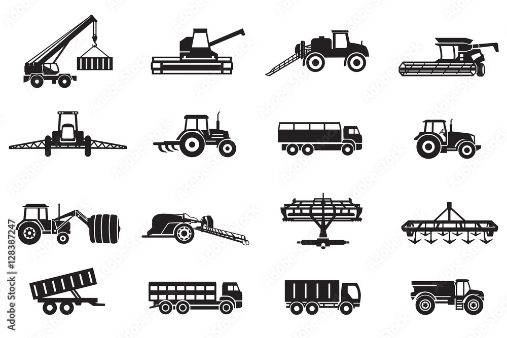 Agricultural machinery. Agriculture machines tractors combine and equipment Agricultural machinery. Agriculture machines tractors combine and equipment