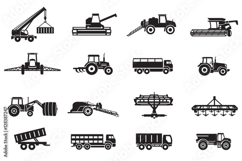 Agricultural machinery. Agriculture machines tractors combine and equipment photo