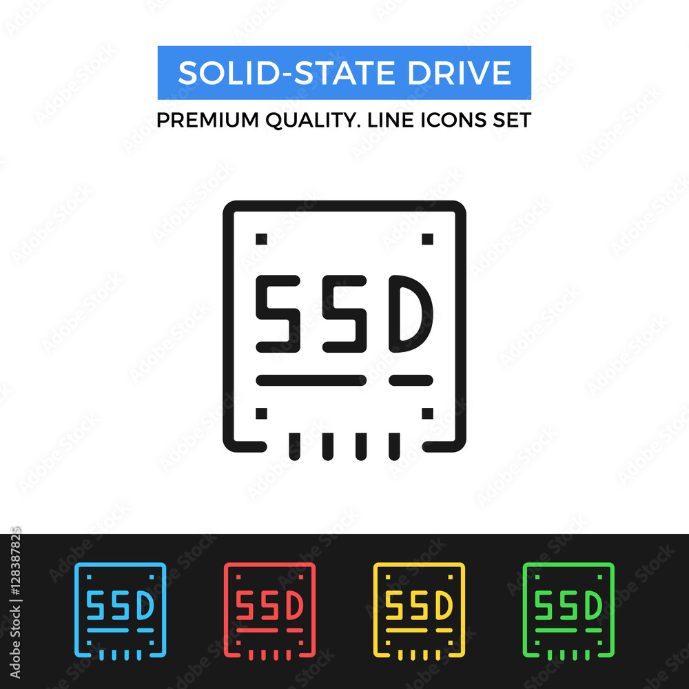 Vector solid state drive icon. Thin line icon Vector solid state drive icon. Thin line icon