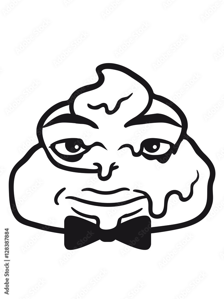 Fototapeta premium Mr fly face man excrement heap shit shit freak disgust comic cartoon funny