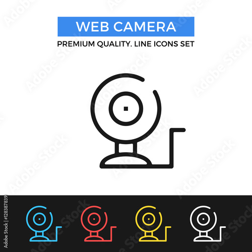 Vector web camera icon. Thin line icon