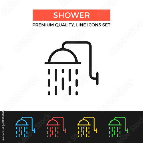 Vector shower icon. Thin line icon
